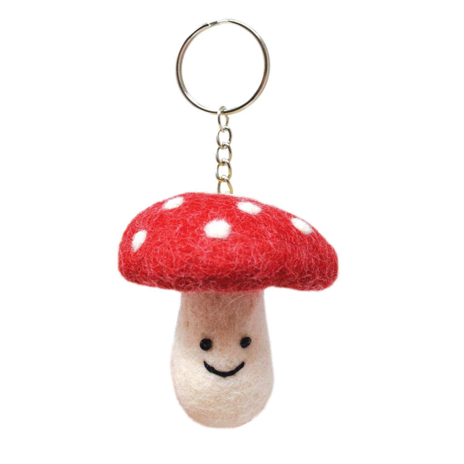 Felt Keychain - Red Mushroom Keyring - Black Yak Ltd Modern Love Store Glasgow