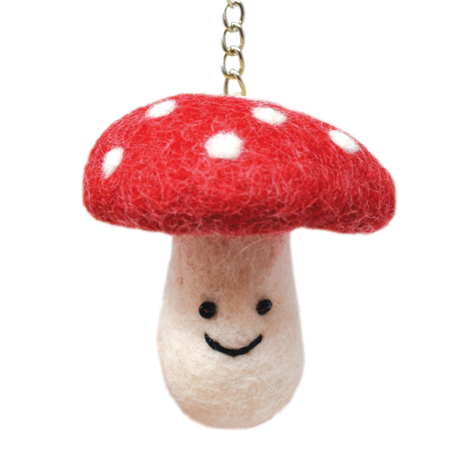 Felt Keychain - Red Mushroom Keyring - Black Yak Ltd Modern Love Store Glasgow