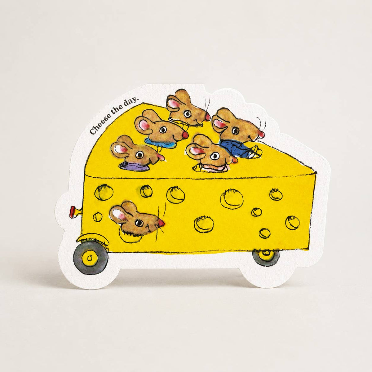 Cheese Mouse Car - Die-cut card by Richard Scarry
