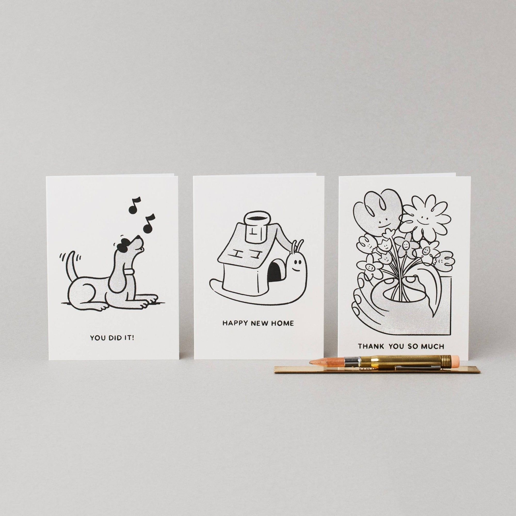 Floral Thank You Card | Stylish Greeting Cards | Monochrome - Studio Boketto Modern Love Store Glasgow