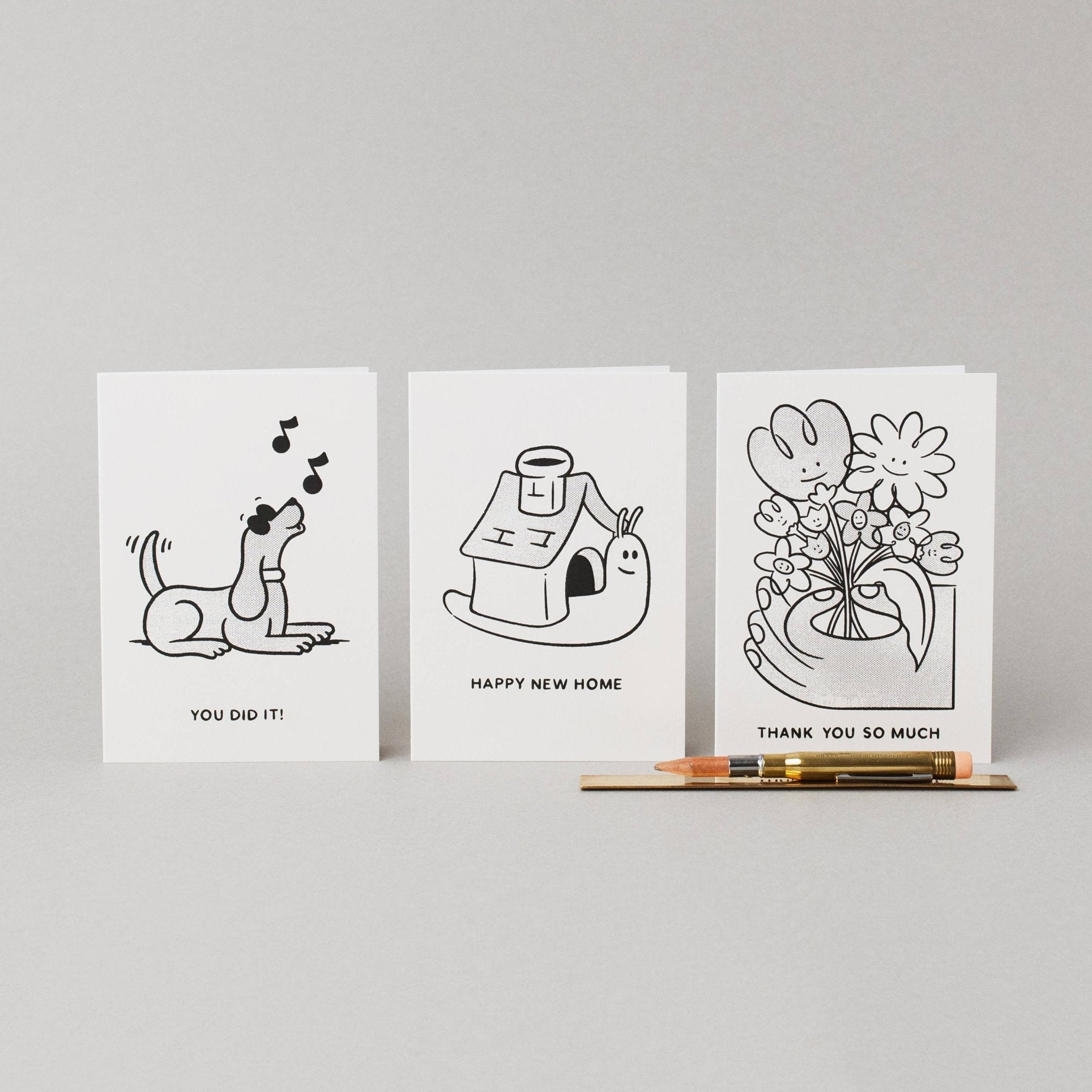 Floral Thank You Card | Stylish Greeting Cards | Monochrome - Studio Boketto Modern Love Store Glasgow