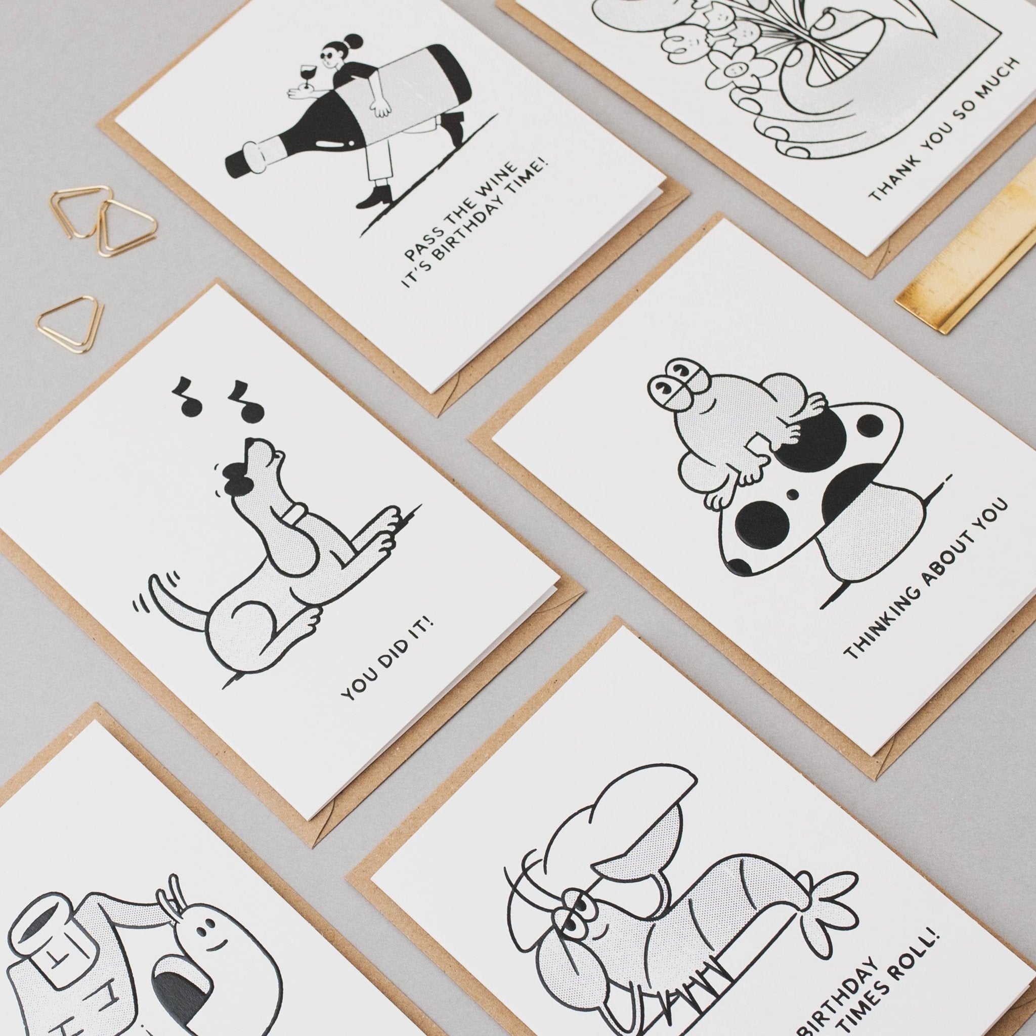 Floral Thank You Card | Stylish Greeting Cards | Monochrome - Studio Boketto Modern Love Store Glasgow