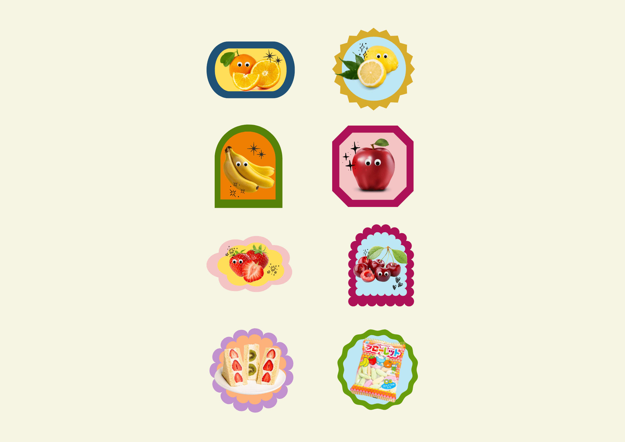 Fruits Washi Flake Stickers - Shellflower Modern Love Store Glasgow