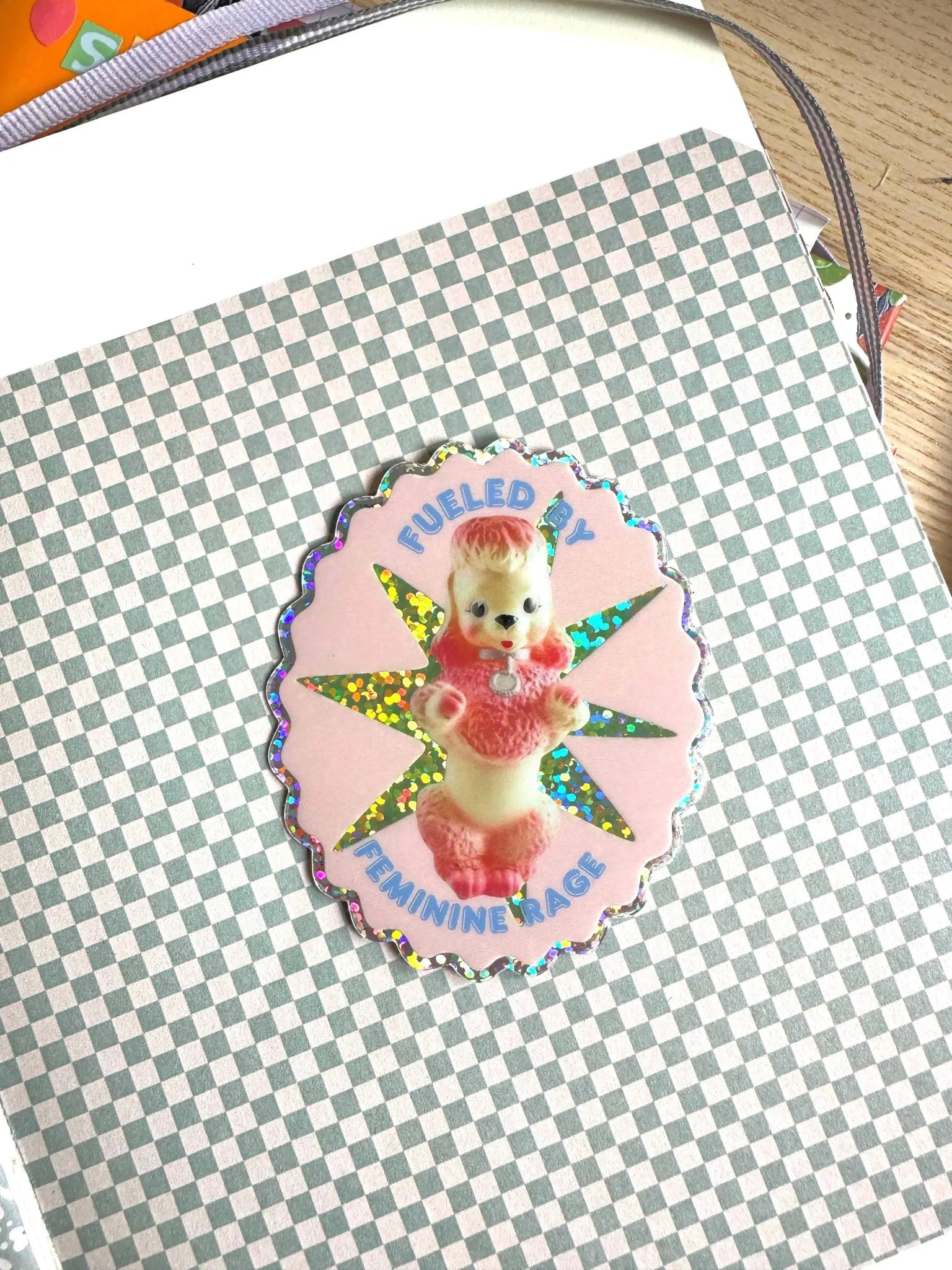 Fueled By Feminine Rage Poodle Vinyl Glitter Sticker  - Shellflower Modern Love Store Glasgow