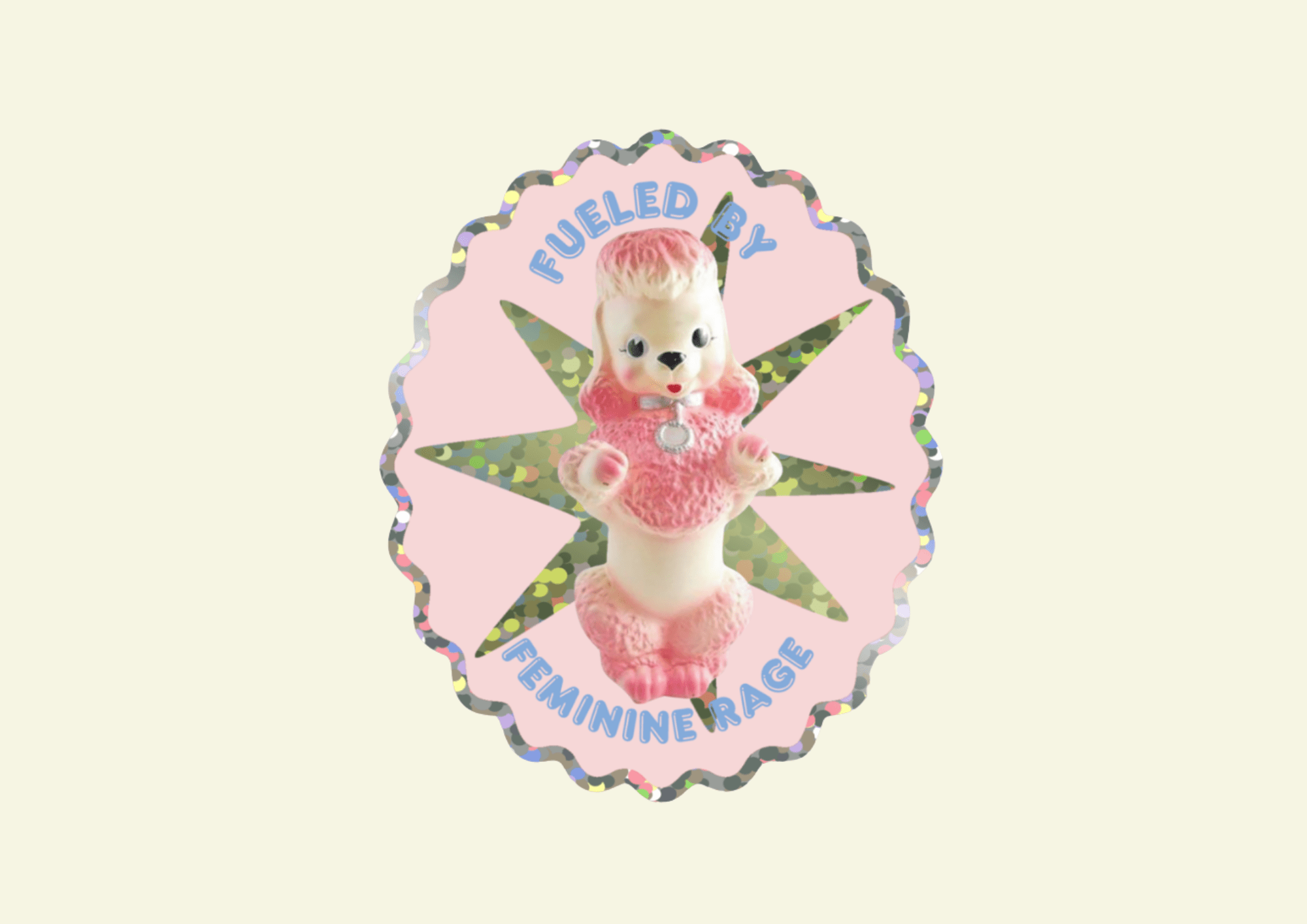 Fueled By Feminine Rage Poodle Vinyl Glitter Sticker  - Shellflower Modern Love Store Glasgow