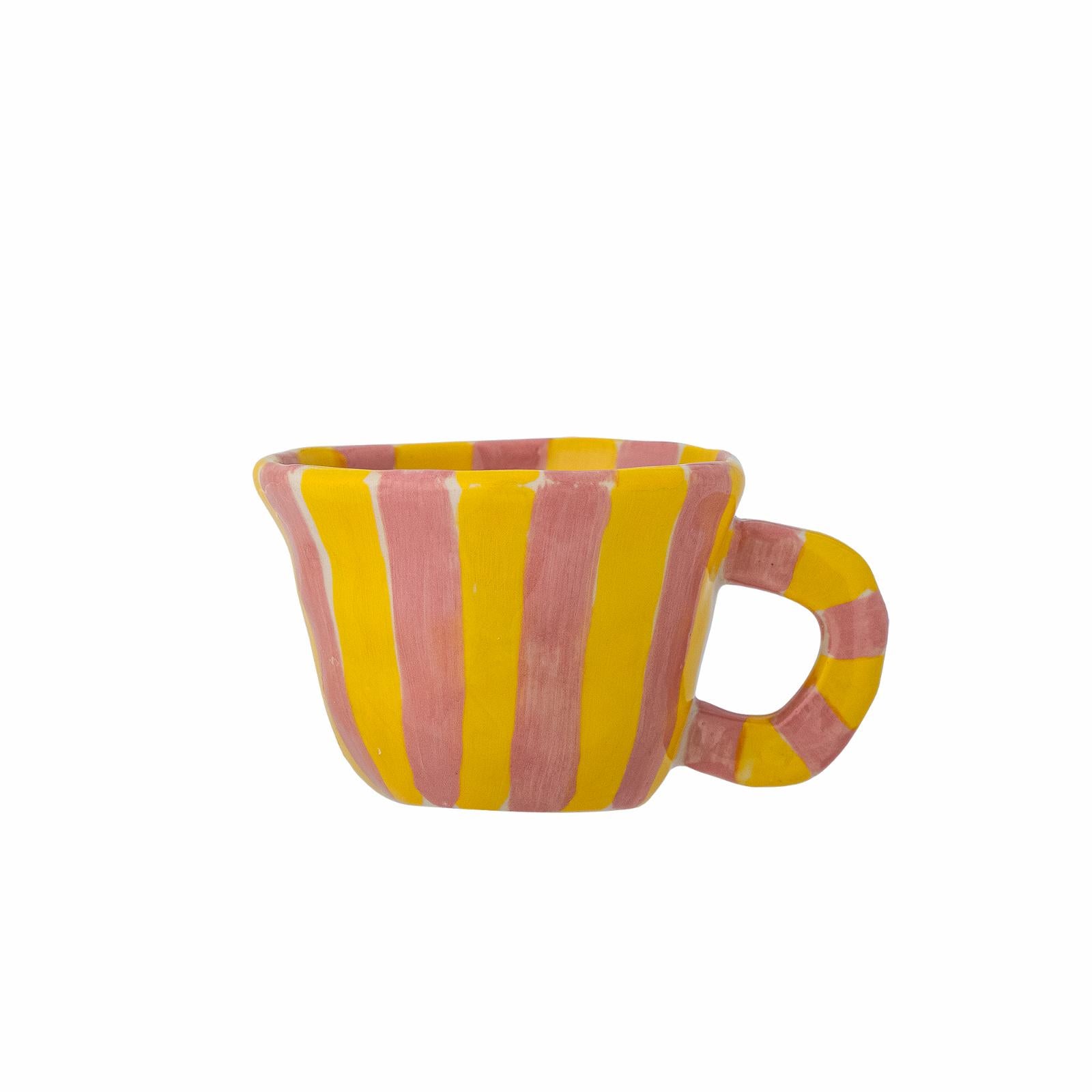 Nini Cup, Pink and Yellow, hand-painted stoneware by Bloomingville