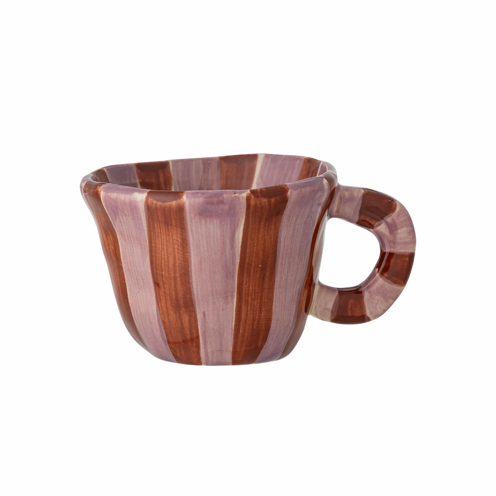 Nini Cup, Pink and Brown, hand-painted stoneware by Bloomingville