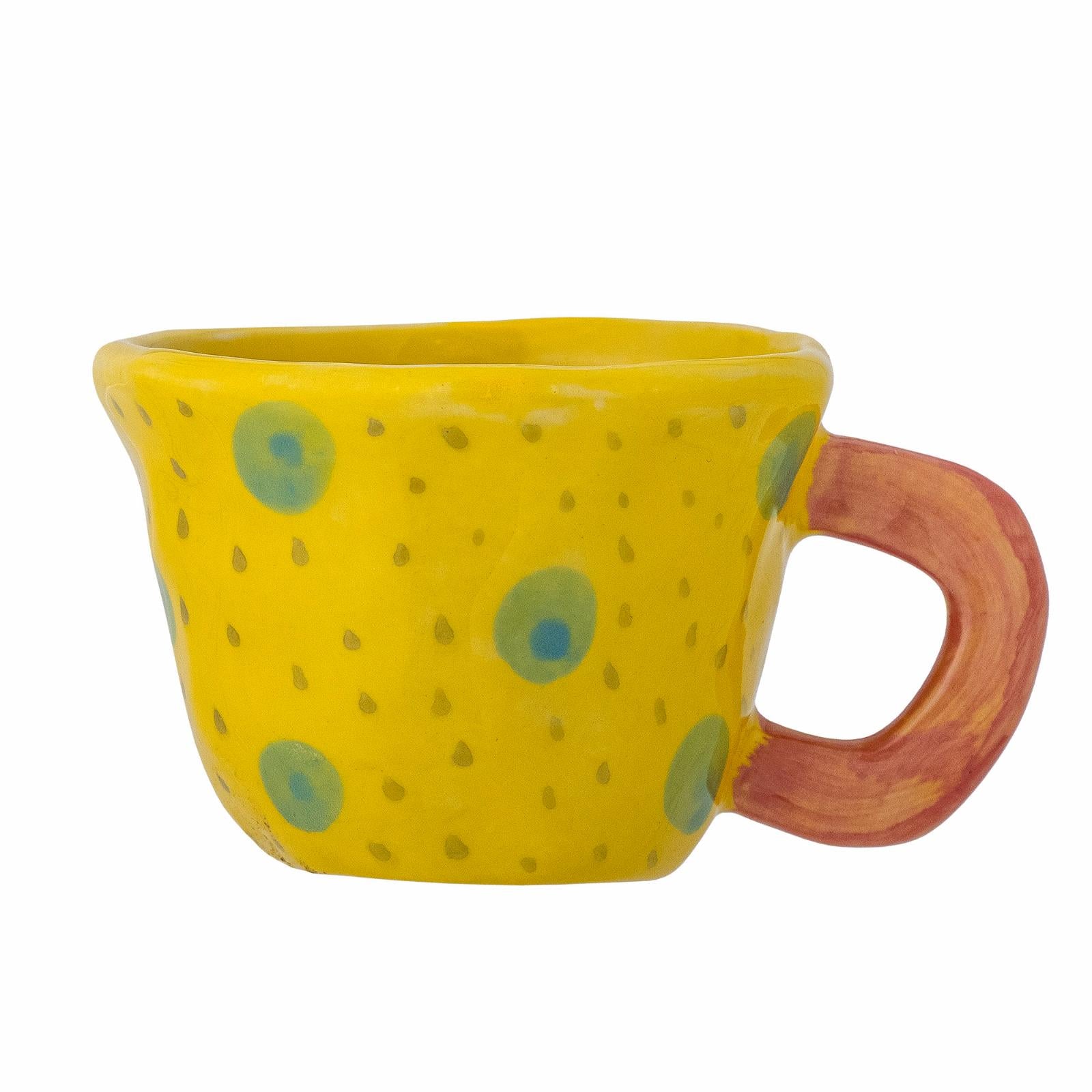 Nini Cup, Yellow, hand-painted stoneware by Bloomingville
