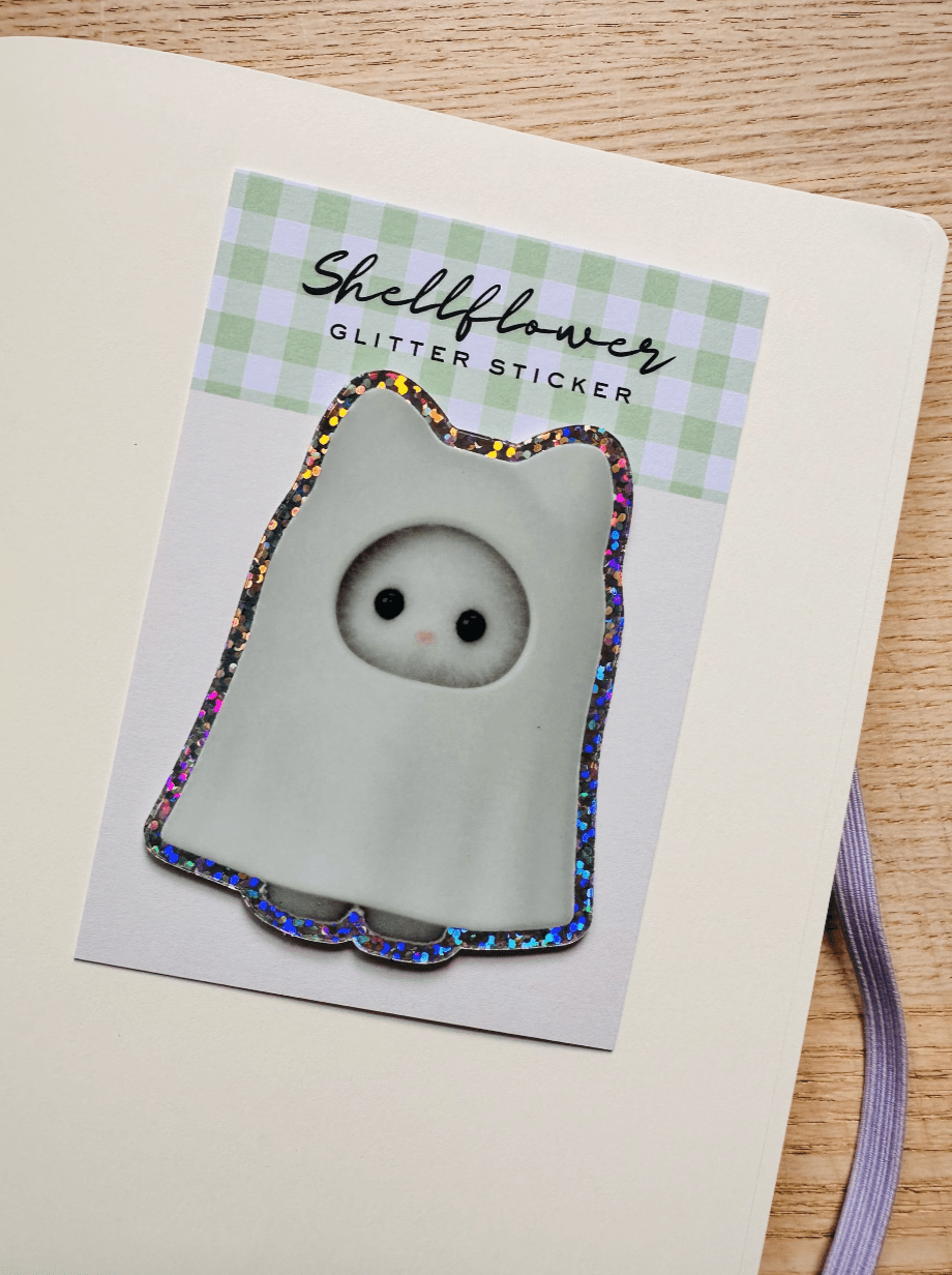 Ghost Glitter Vinyl Sticker  - Shellflower Modern Love Store Glasgow