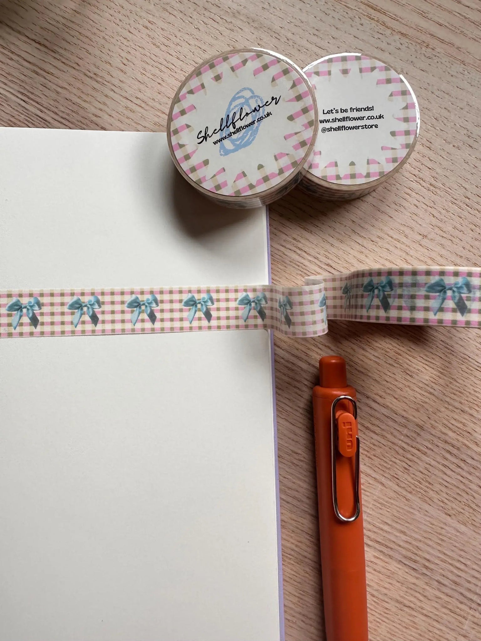 Gingham Bows Washi Tape - Shellflower Modern Love Store Glasgow