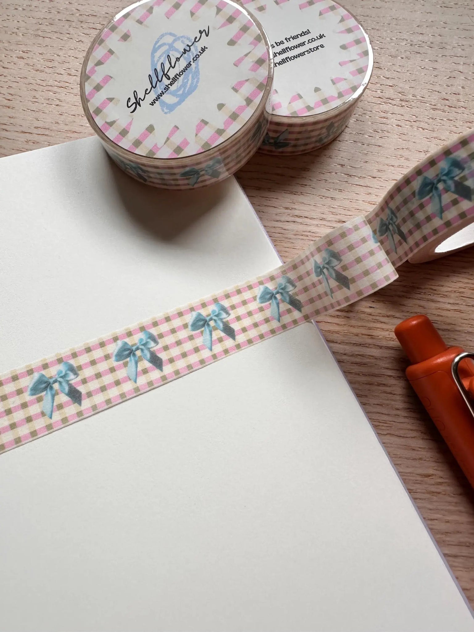 Gingham Bows Washi Tape - Shellflower Modern Love Store Glasgow