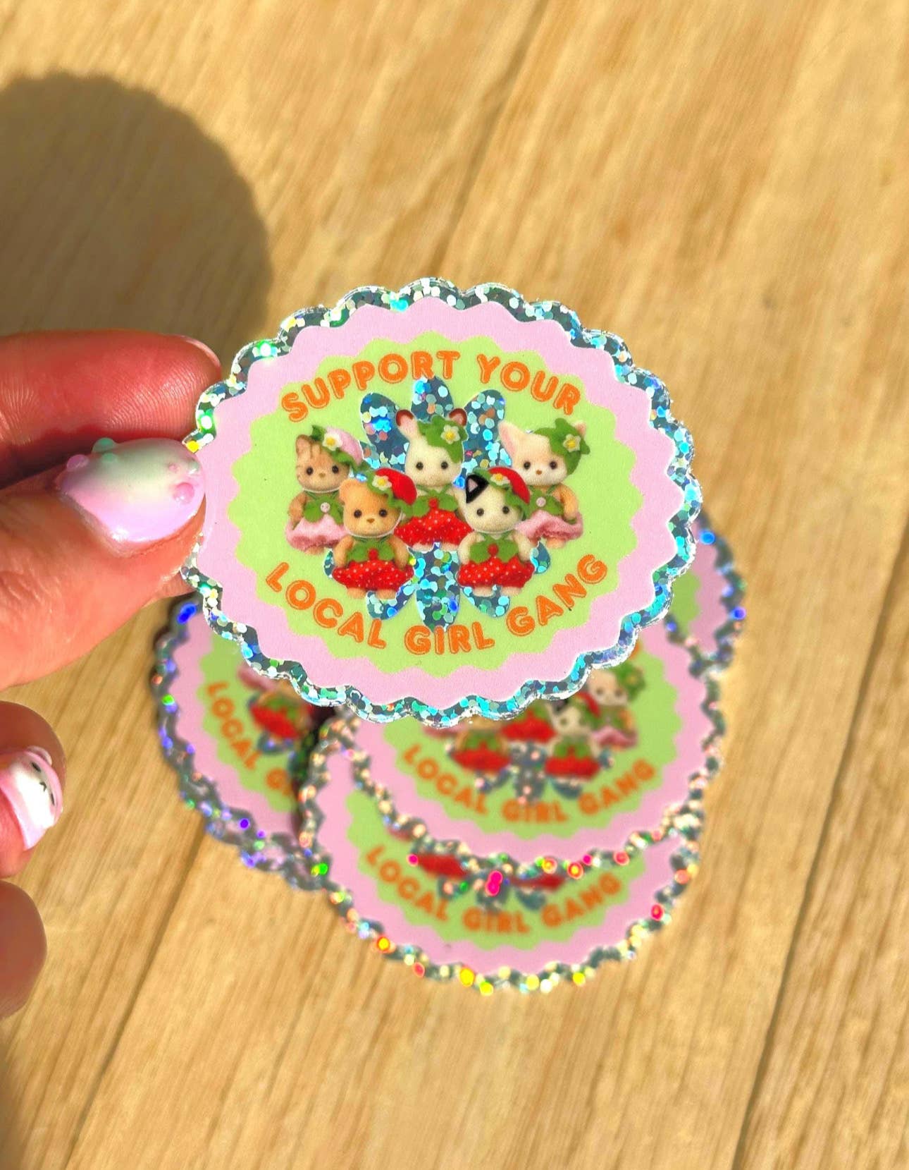 Girl Gang Vinyl Glitter Sticker | Cute Sylvanian Families  - Shellflower Modern Love Store Glasgow