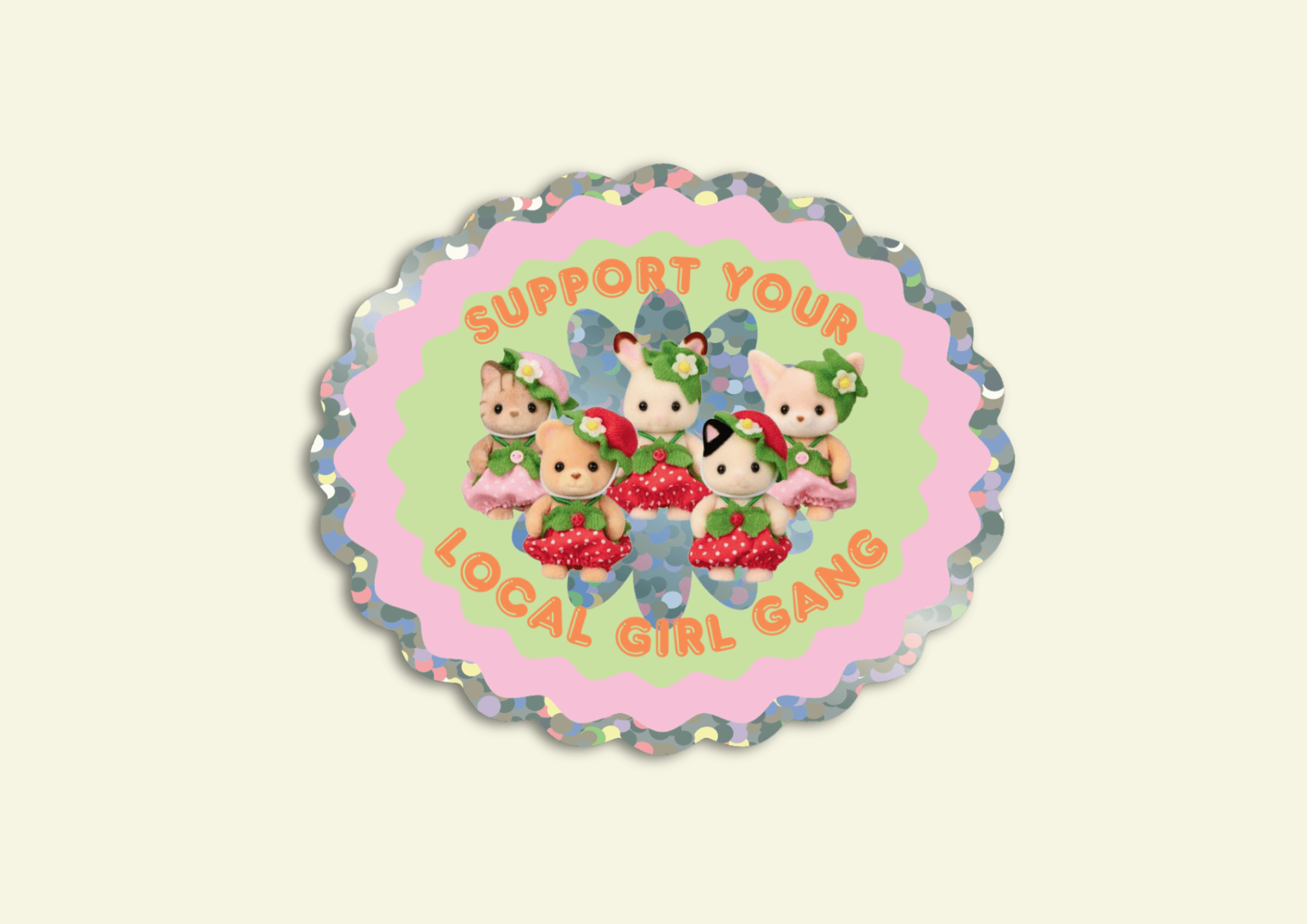 Girl Gang Vinyl Glitter Sticker | Cute Sylvanian Families  - Shellflower Modern Love Store Glasgow