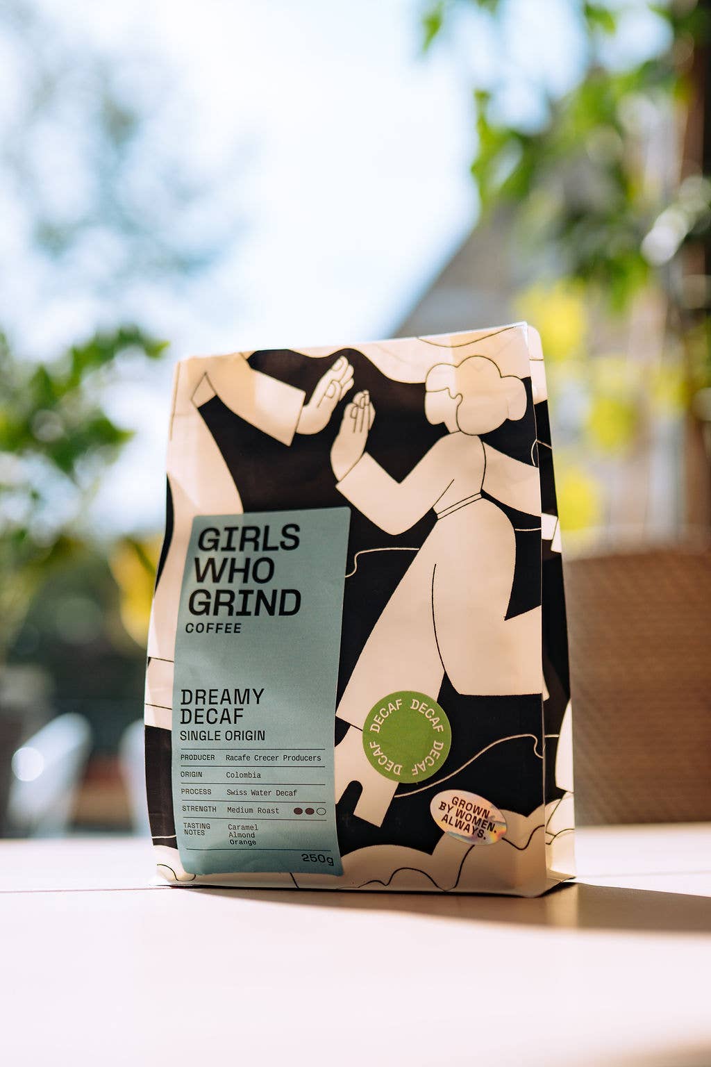 Decaf Coffee Beans, Dreamy Decaf, Racafe Crecer, Colombia.: Wholebean / 250g - Girls Who Grind Coffee Modern Love Store Glasgow