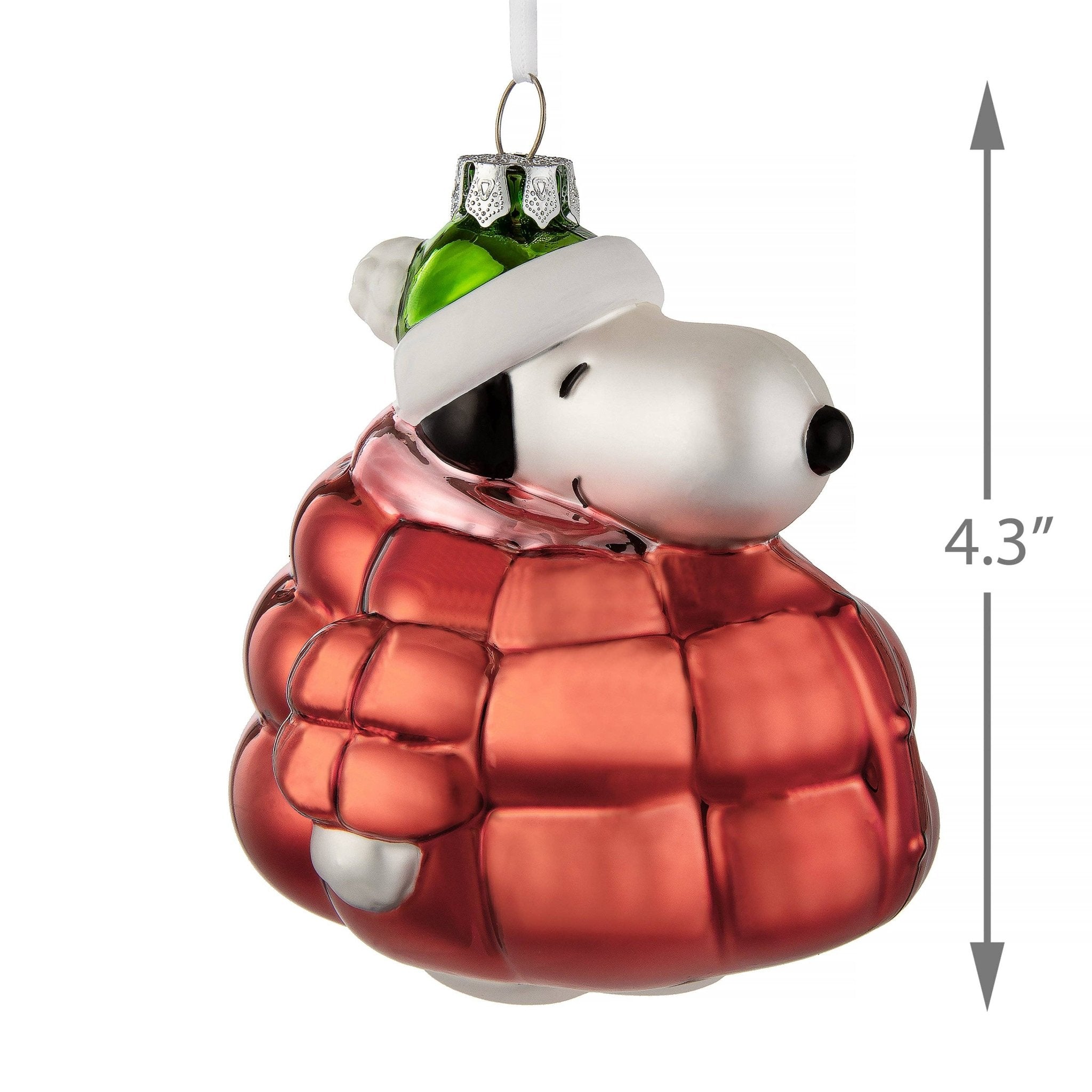 Glass Ornament - Peanuts™ Snoopy In Red Puffer Jacket - Hallmark Modern Love Store Glasgow