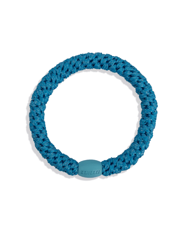 KKNEKKI Stripe Azure Blue Glitter Hair Bobble - hair clip kknekki Modern Love Store