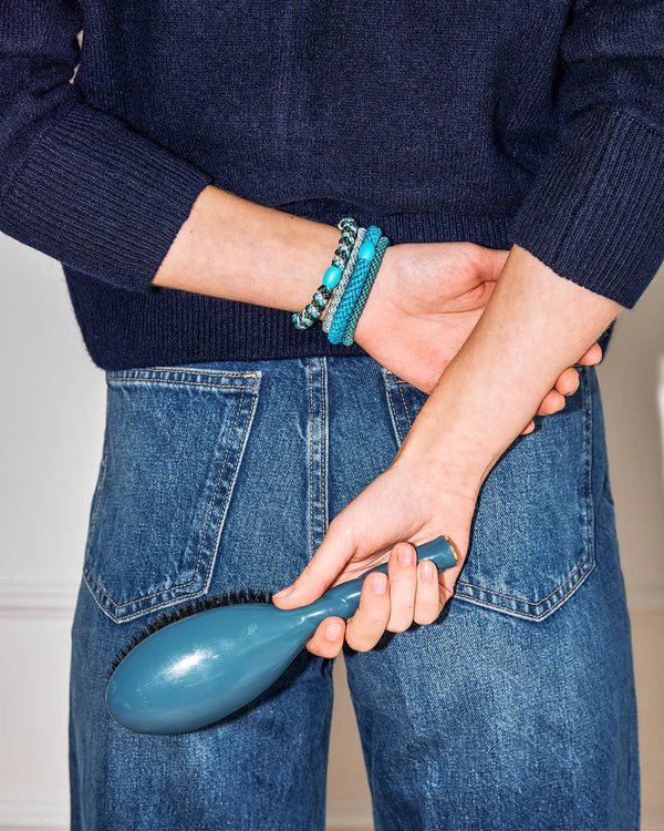 KKNEKKI Stripe Azure Blue Glitter Hair Bobble - hair clip kknekki Modern Love Store