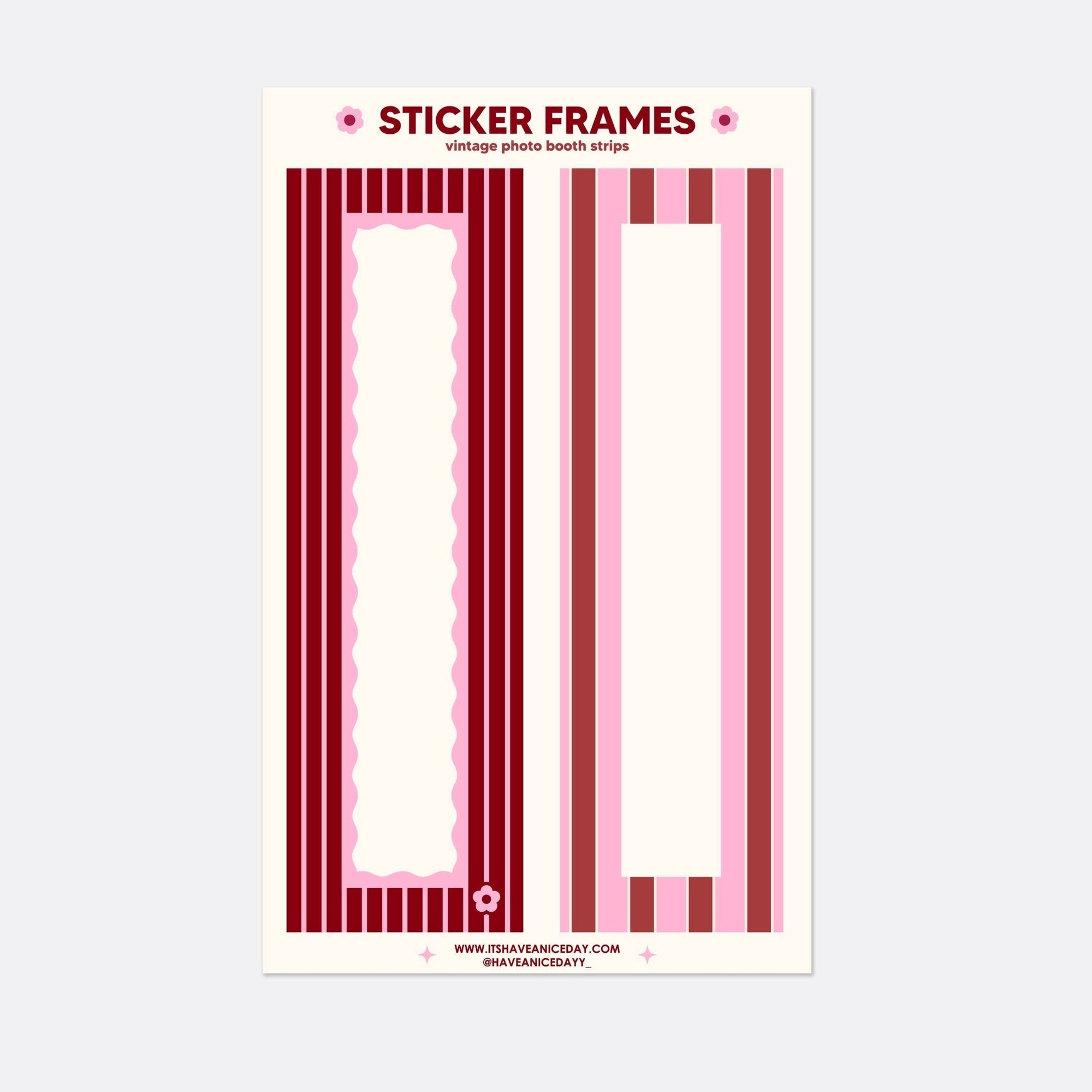 Vintage Photobooth Sticker Frame - Pink Stripe journal 