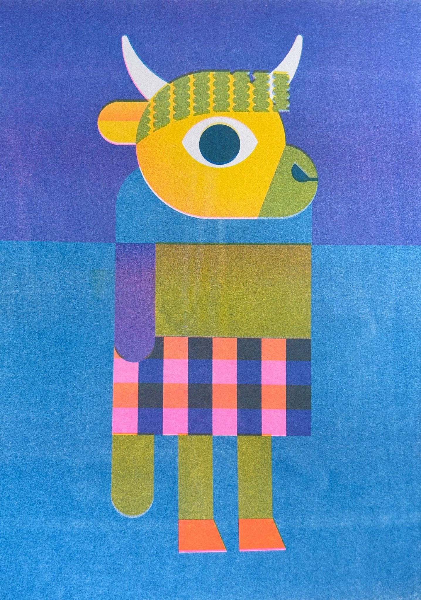 Highland Cow Riso Card - Card Beth Xia Modern Love Store Glasgow