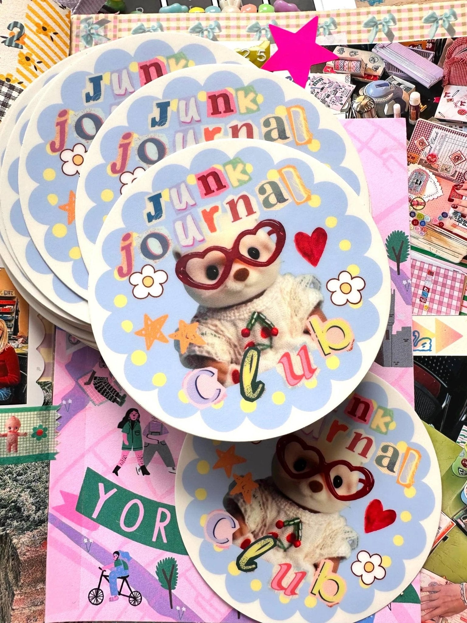 Junk Journal Club Vinyl Sticker - Shellflower Modern Love Store Glasgow
