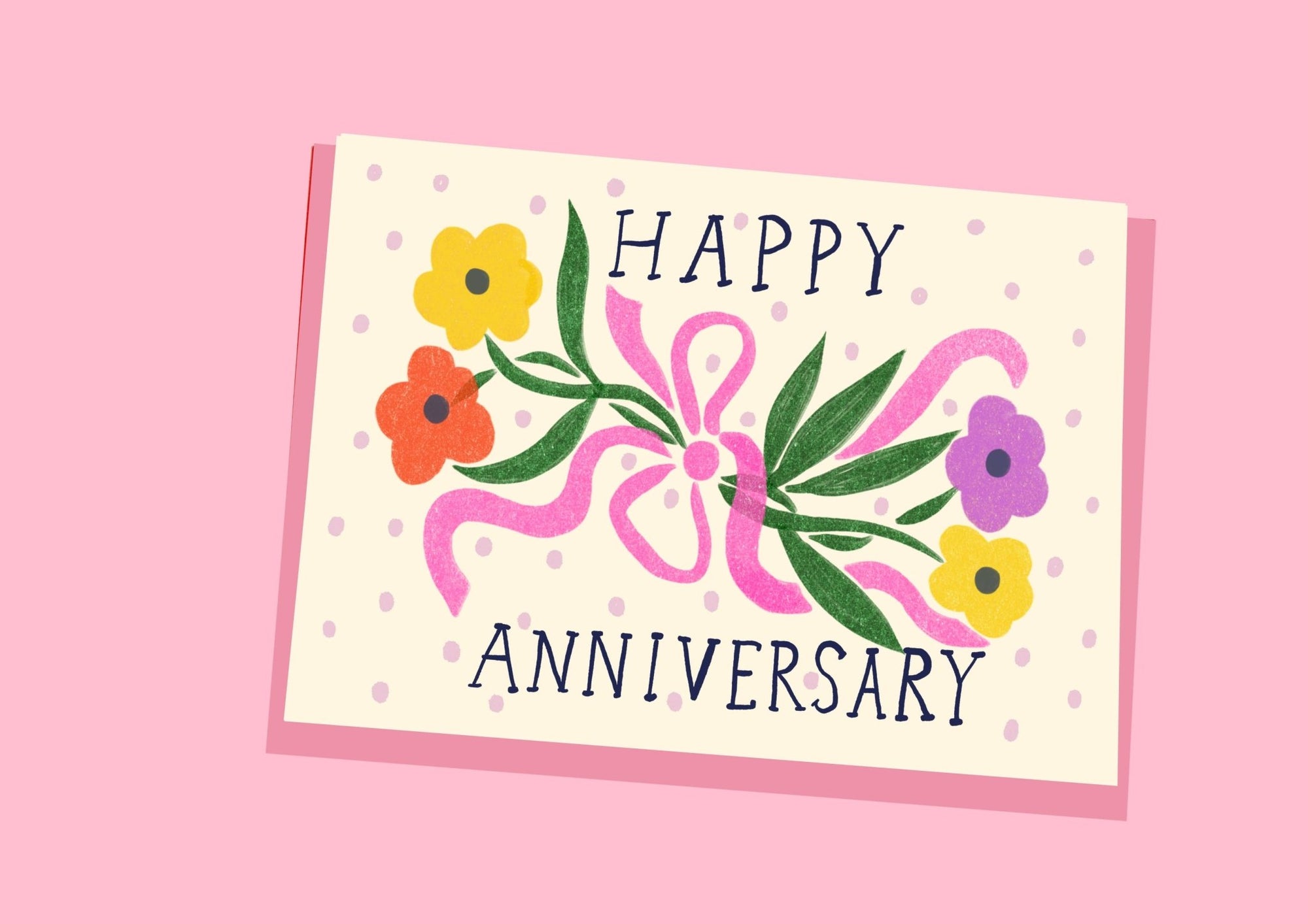 Anniversary Posy Greeting Card - Kitty Kenda Papergoods Modern Love Store Glasgow