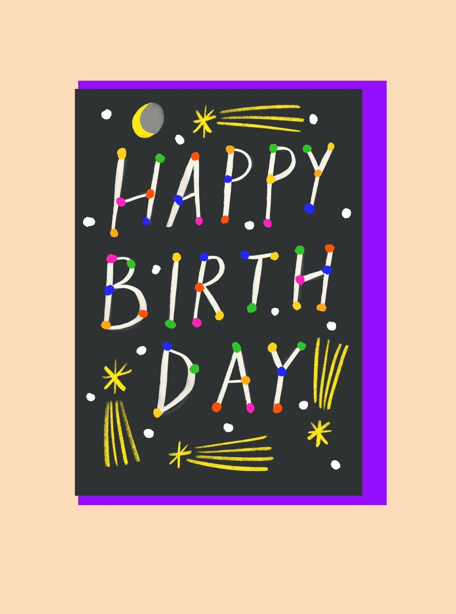 Birthday Night Sky Greeting Card - Kitty Kenda Papergoods Modern Love Store Glasgow