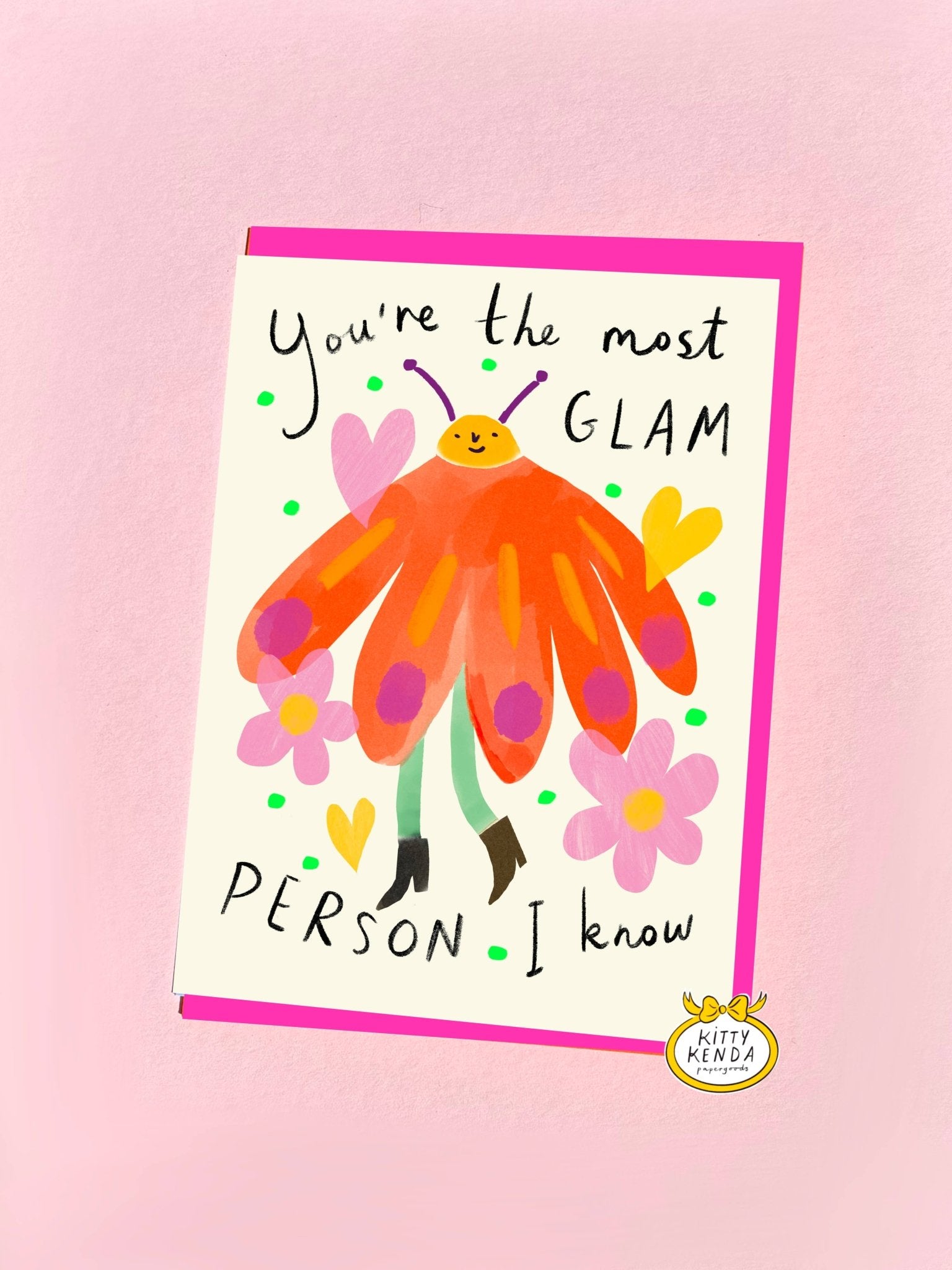 Glam Flower Person Greeting Card  - Kitty Kenda Papergoods Modern Love Store Glasgow