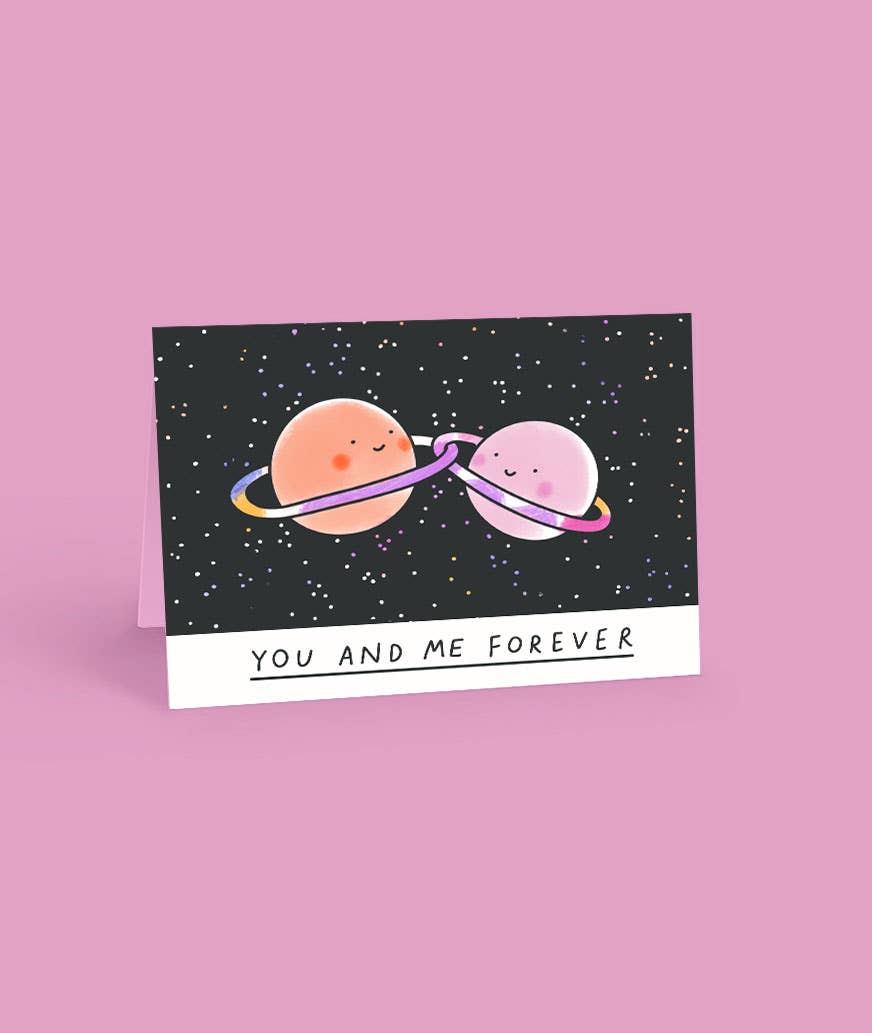 You and Me Forever Planets Valentine’s Card - Kitty Kenda Papergoods Modern Love Store Glasgow