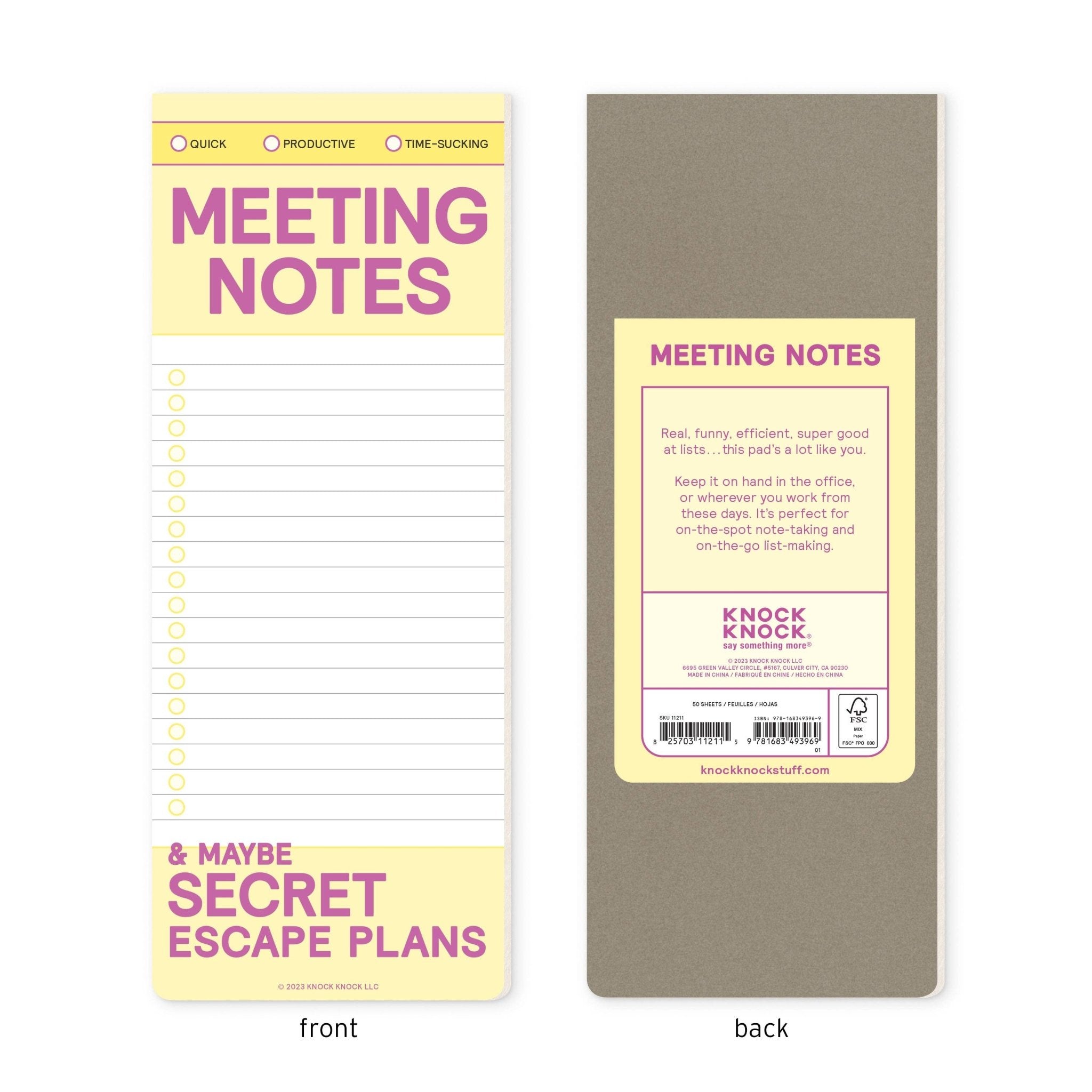 Knock Knock Meeting Notes Make - a - List Pads - Knock Knock UK Modern Love Store Glasgow