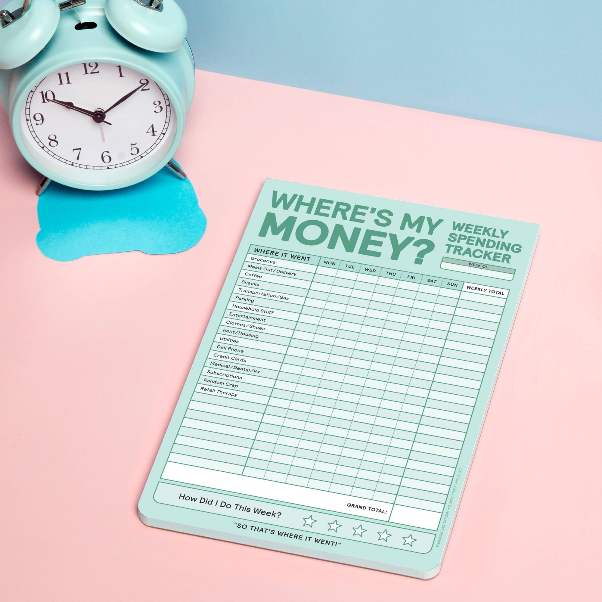 Knock Knock Where's My Money Weekly Budget Tracker Pad (Past - Knock Knock UK Modern Love Store Glasgow