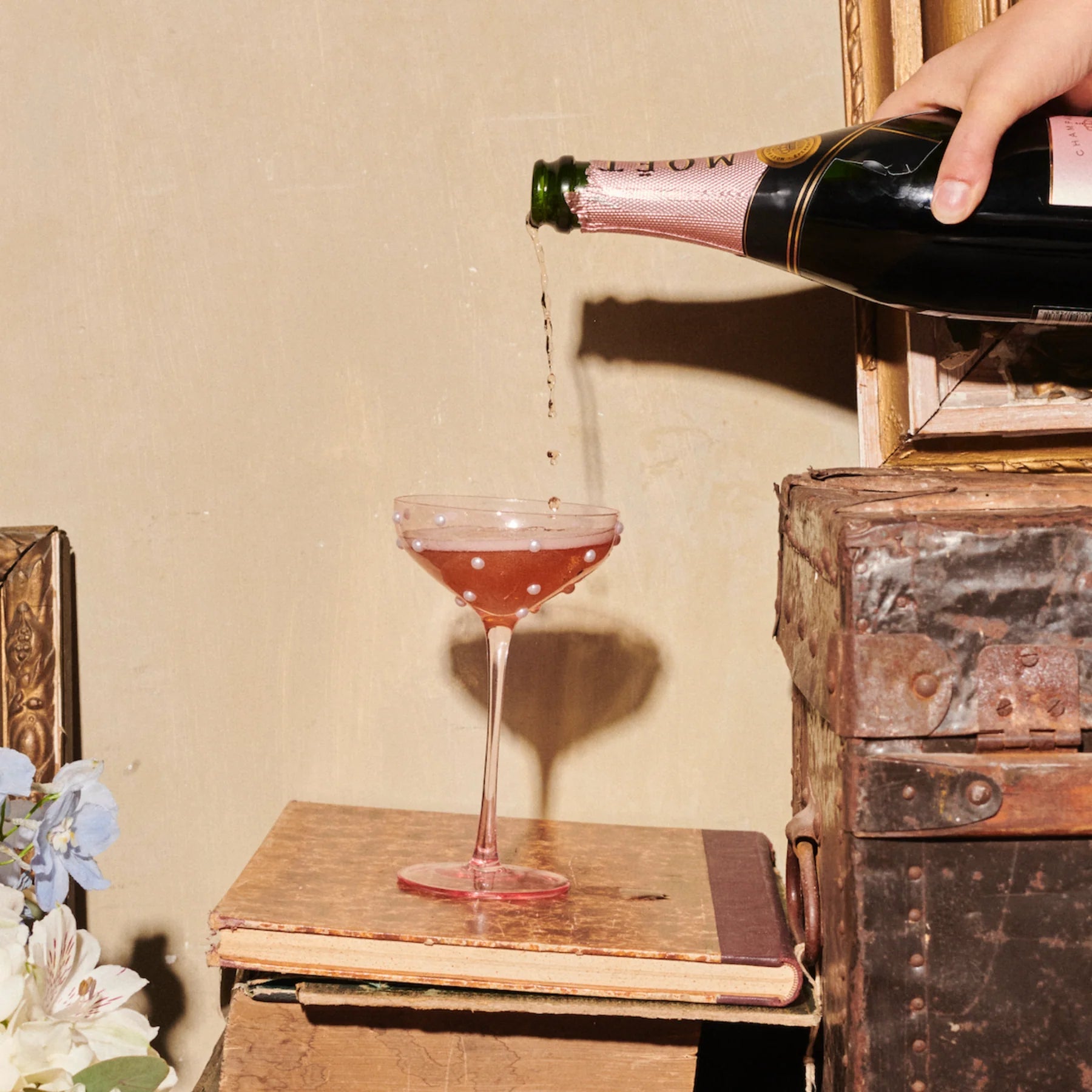Pearl Coupe Pink glassware 