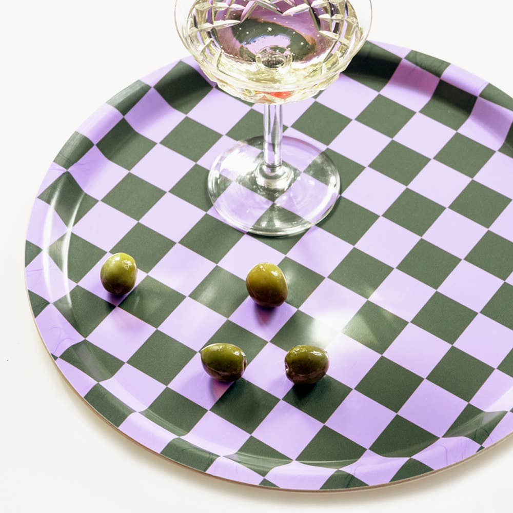 Lilac & Olive Round Serving Tray - 31 cm - BLU KAT Modern Love Store Glasgow