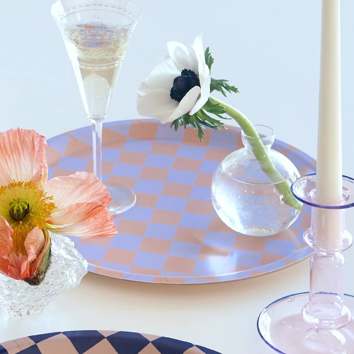 Lilac & Peach Round Serving Tray - 31 cm - BLU KAT Modern Love Store Glasgow