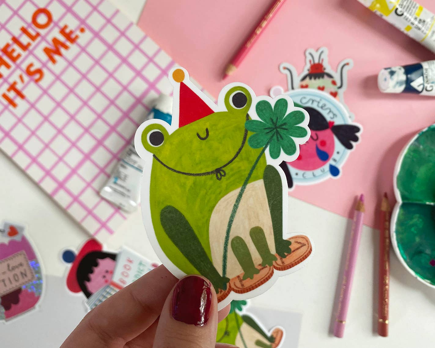 LUCKY FROG sticker - Daria Solak Illustrations Modern Love Store Glasgow