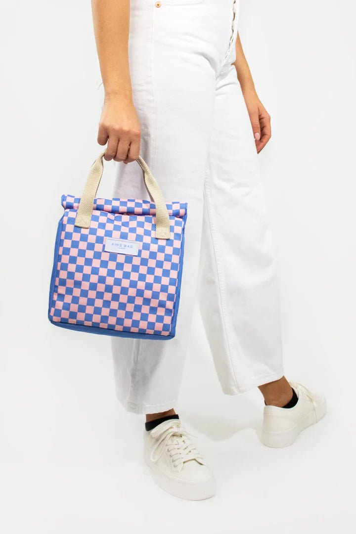 Lunch Bag | Checkerboard Blue & Pink - Kind Bag Modern Love Store Glasgow