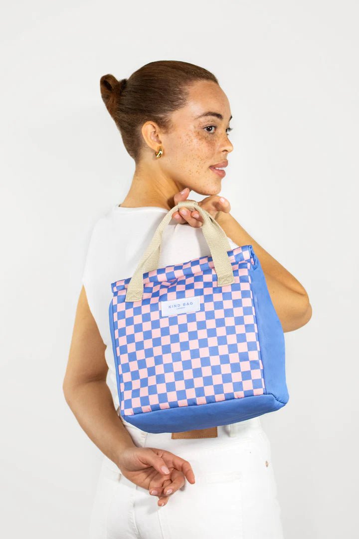 Lunch Bag | Checkerboard Blue & Pink - Kind Bag Modern Love Store Glasgow