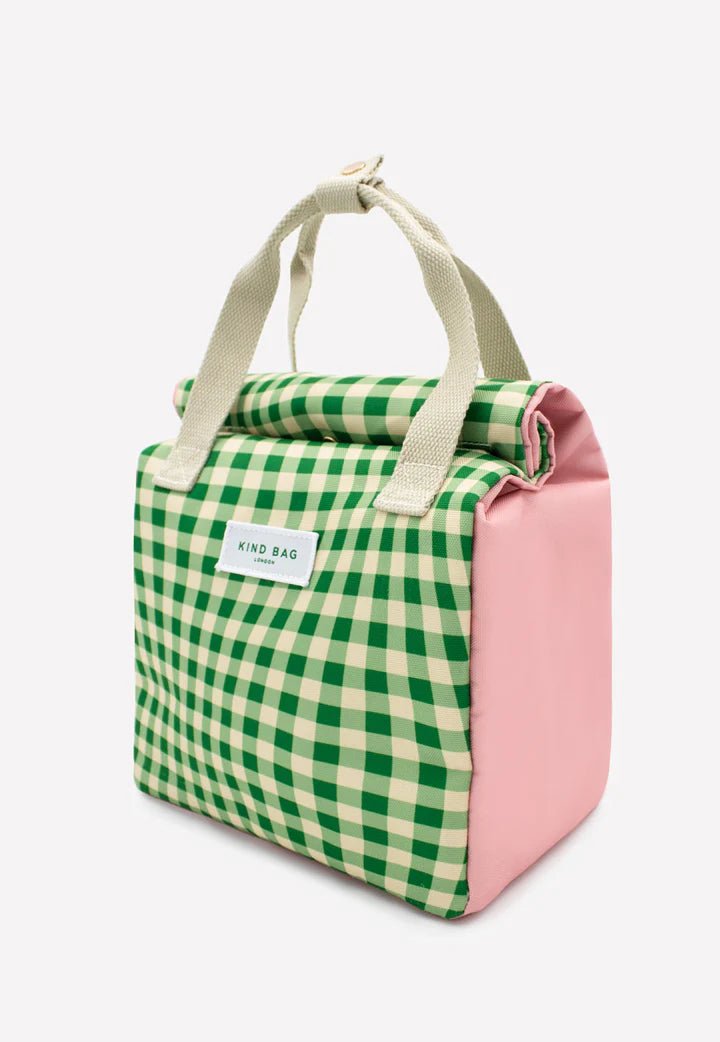 Lunch Bag Distorted Gingham Green - Kind Bag Modern Love Store Glasgow