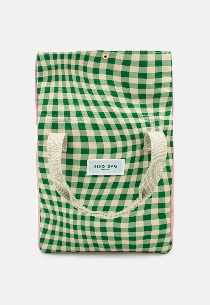 Lunch Bag Distorted Gingham Green - Kind Bag Modern Love Store Glasgow