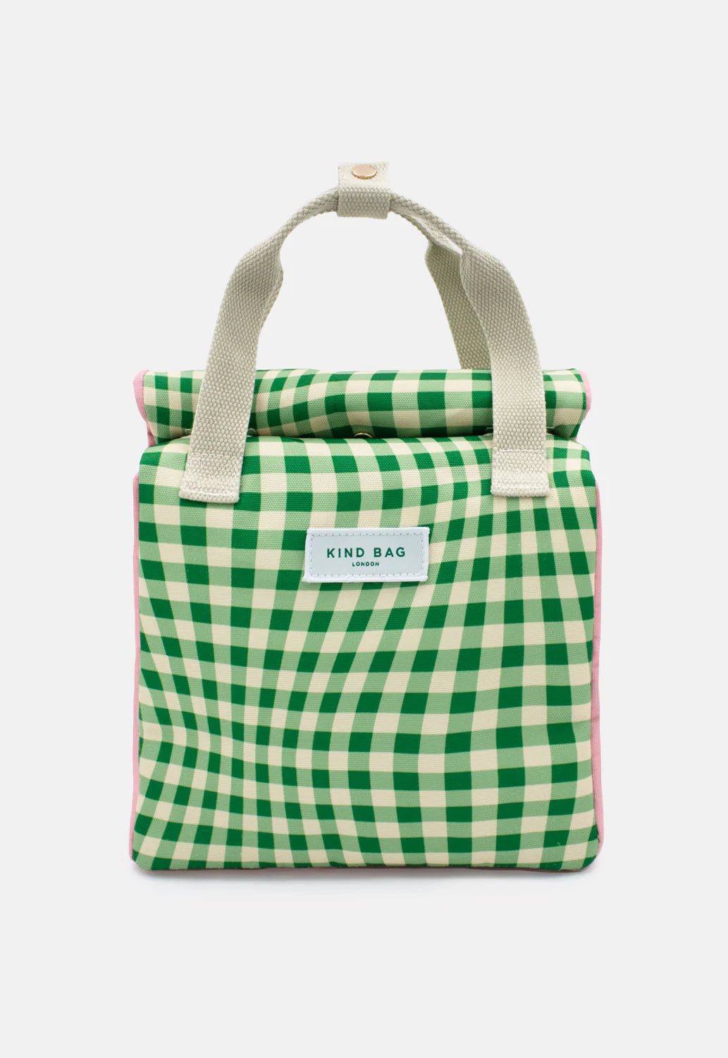 Lunch Bag Distorted Gingham Green - Kind Bag Modern Love Store Glasgow