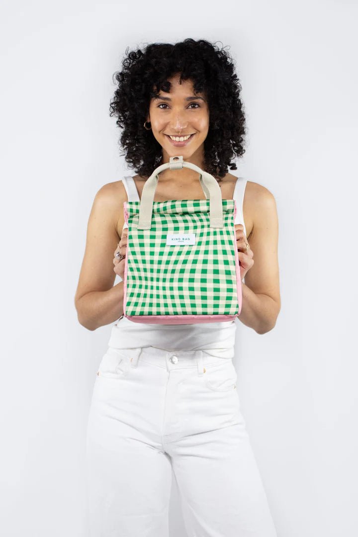 Lunch Bag Distorted Gingham Green - Kind Bag Modern Love Store Glasgow