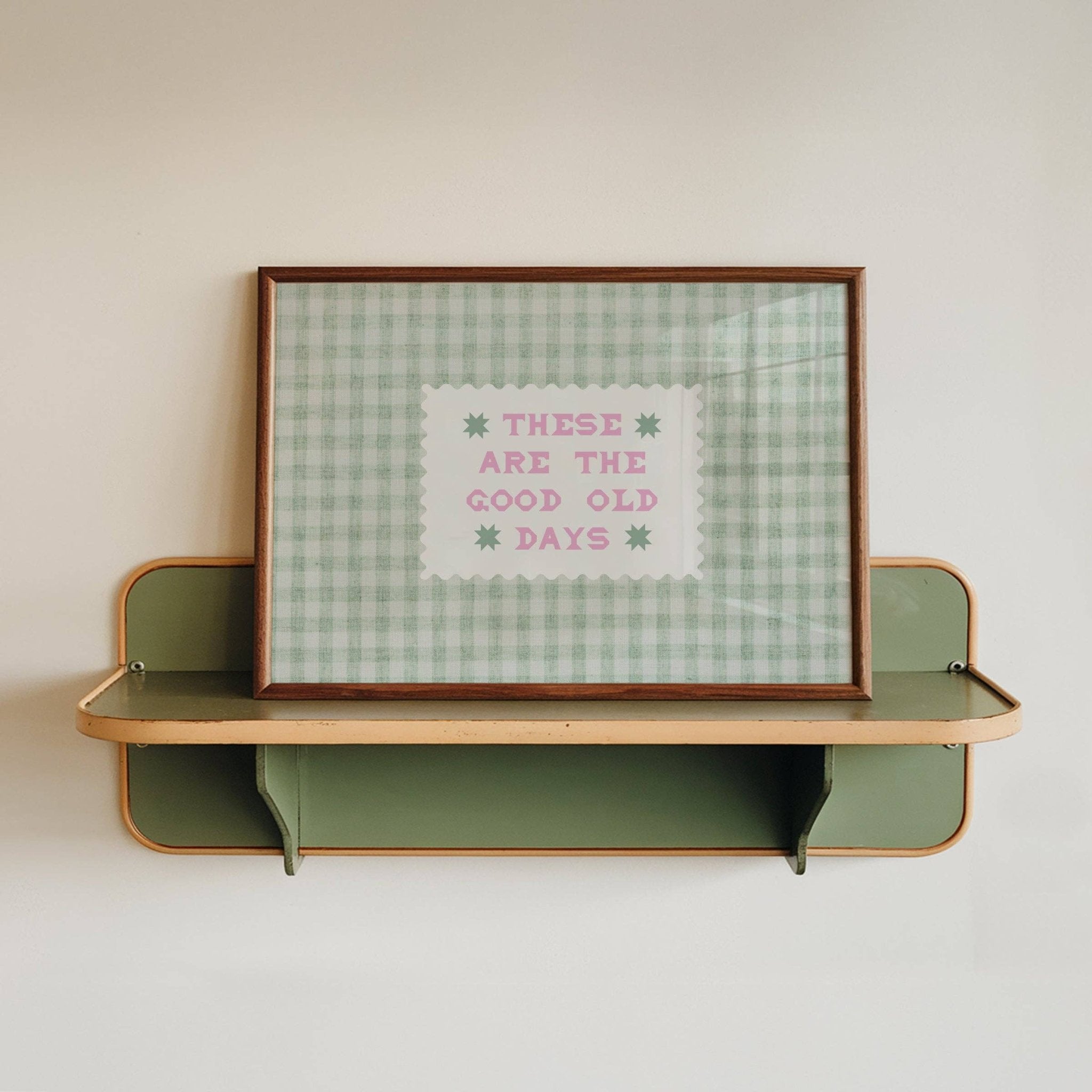 These Are The Good Old Days Gingham Print: Green / Unframed - Lune Club Modern Love Store Glasgow