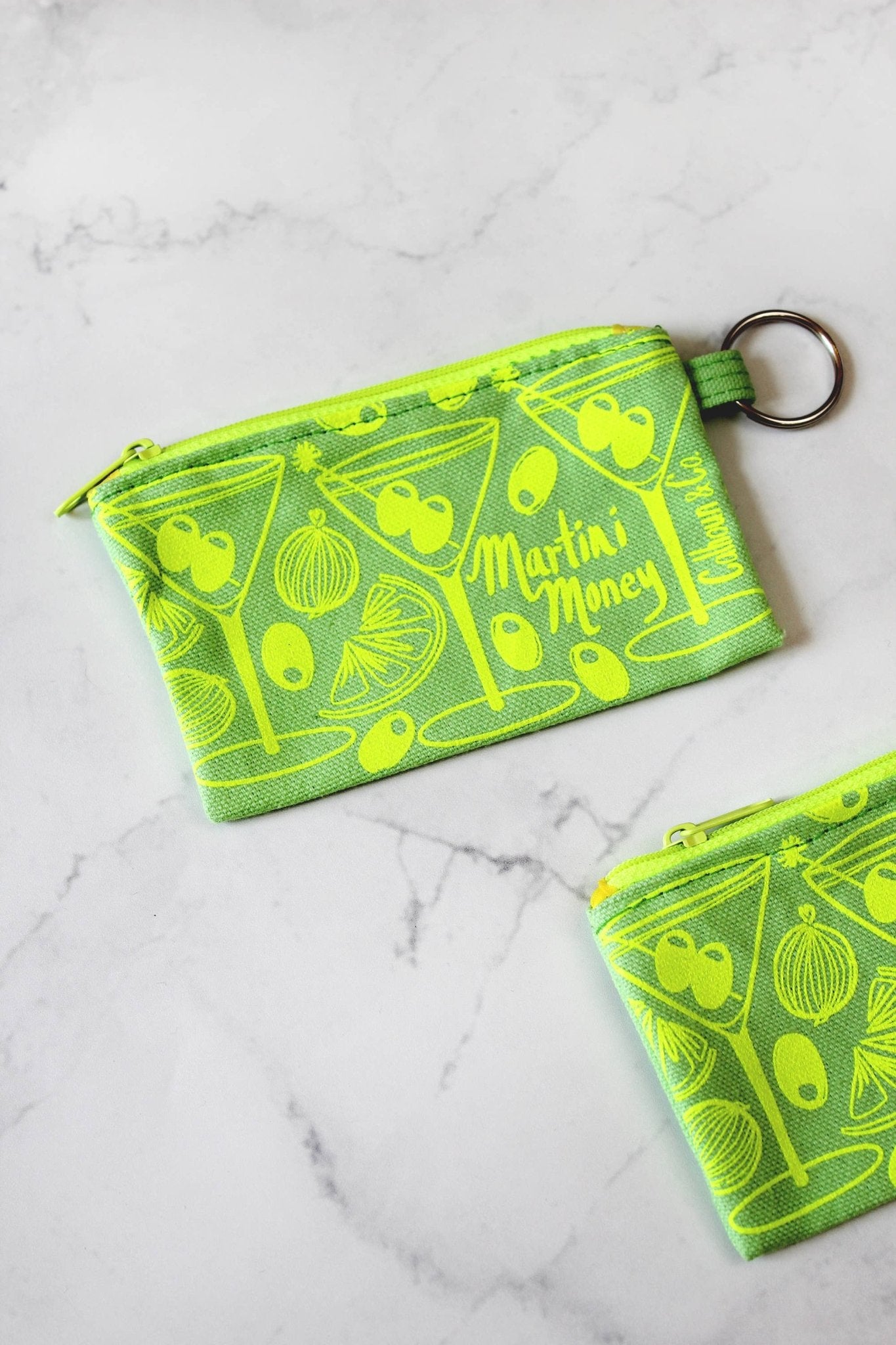 Martini Money Zipper Card Pouch with Keyring - Calhoun & Co. Modern Love Store Glasgow