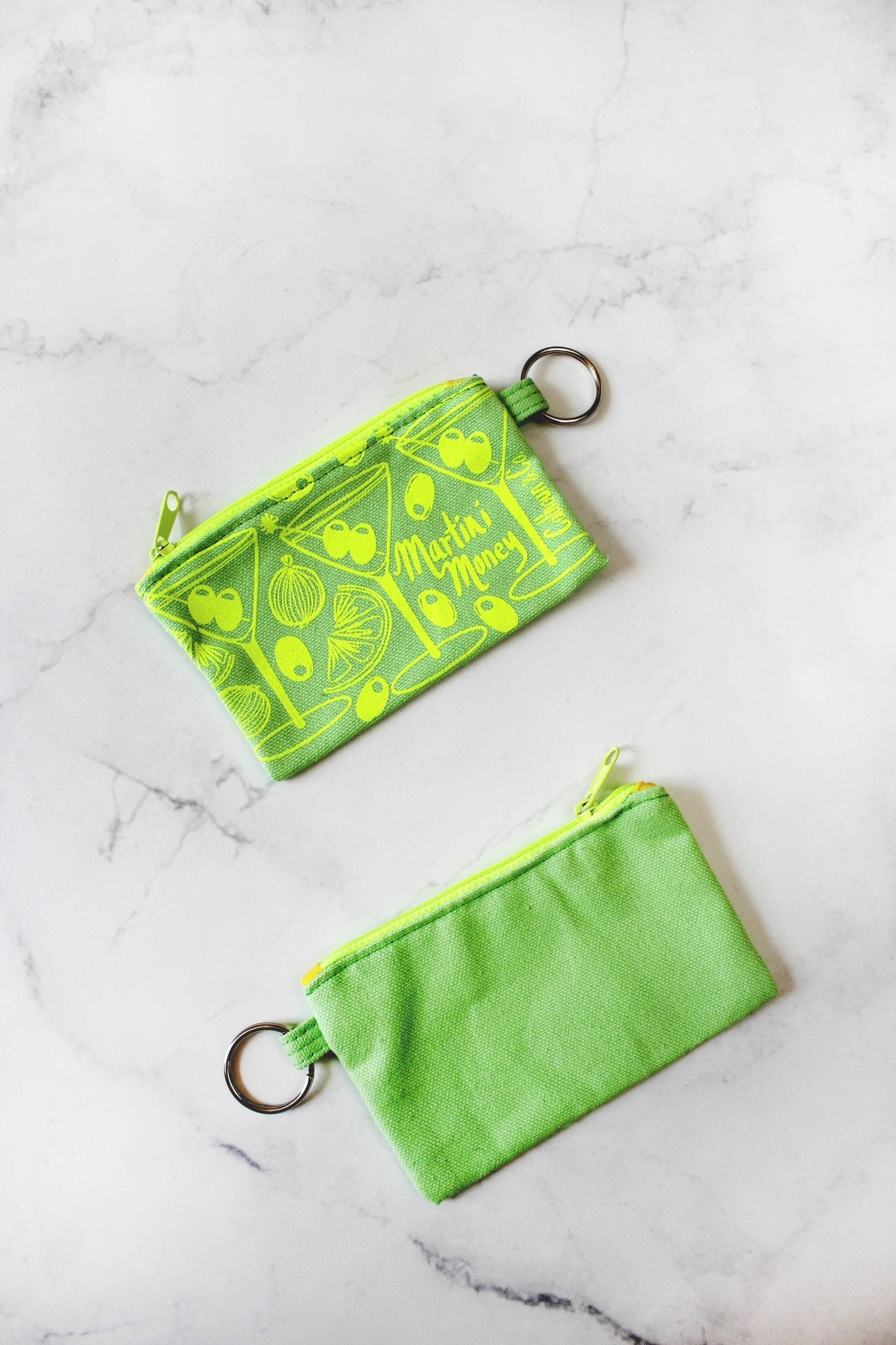 Martini Money Zipper Card Pouch with Keyring - Calhoun & Co. Modern Love Store Glasgow