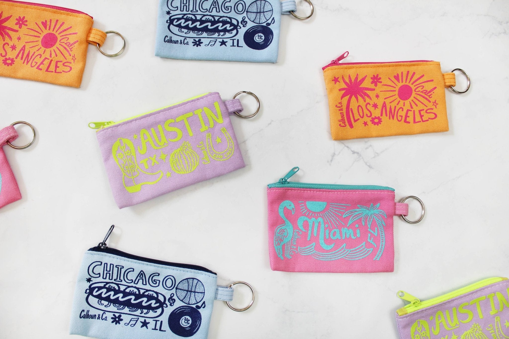 Miami Florida Zipper Card Pouch with Keyring - Calhoun & Co. Modern Love Store Glasgow