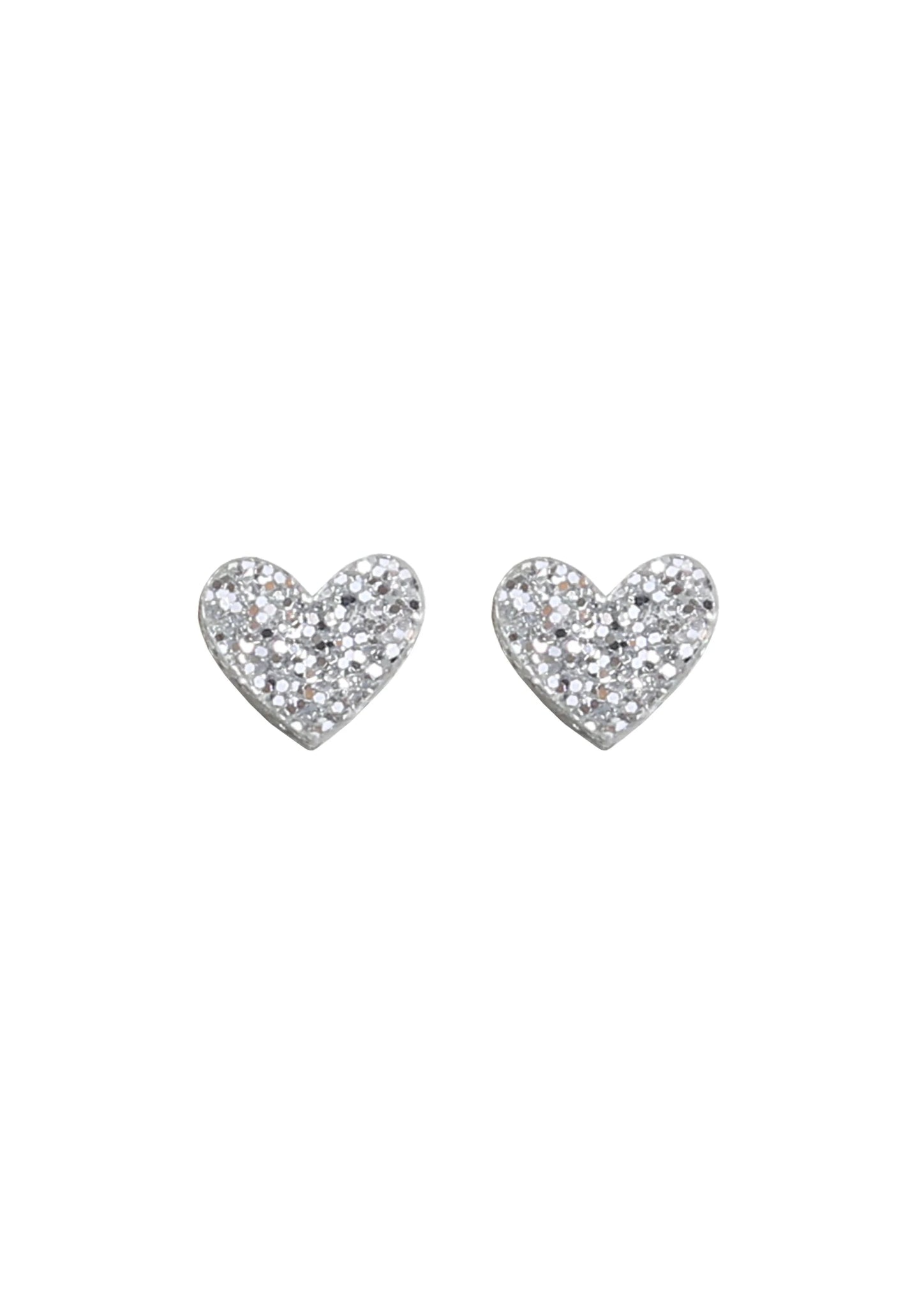Mini Heart Studs - Silver Glitter - Kam Creates Modern Love Store Glasgow