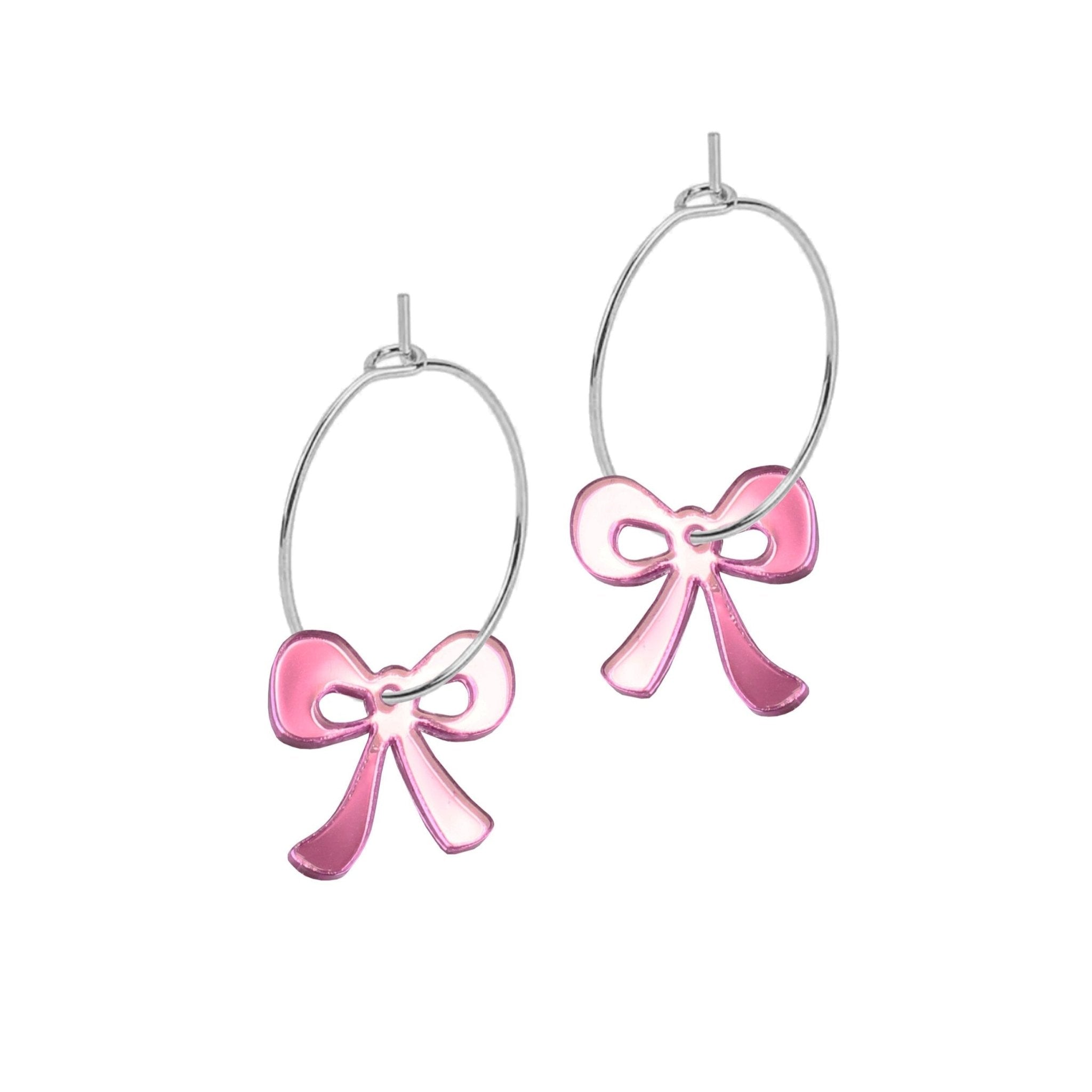 Mini Hoop Charms - Bow Pink - Kam Creates Modern Love Store Glasgow
