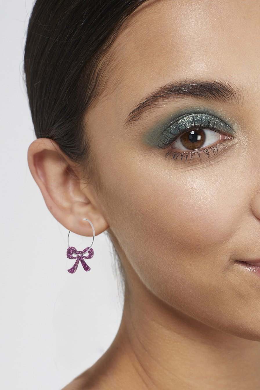 Mini Hoop Charms - Bow Silver - Kam Creates Modern Love Store Glasgow