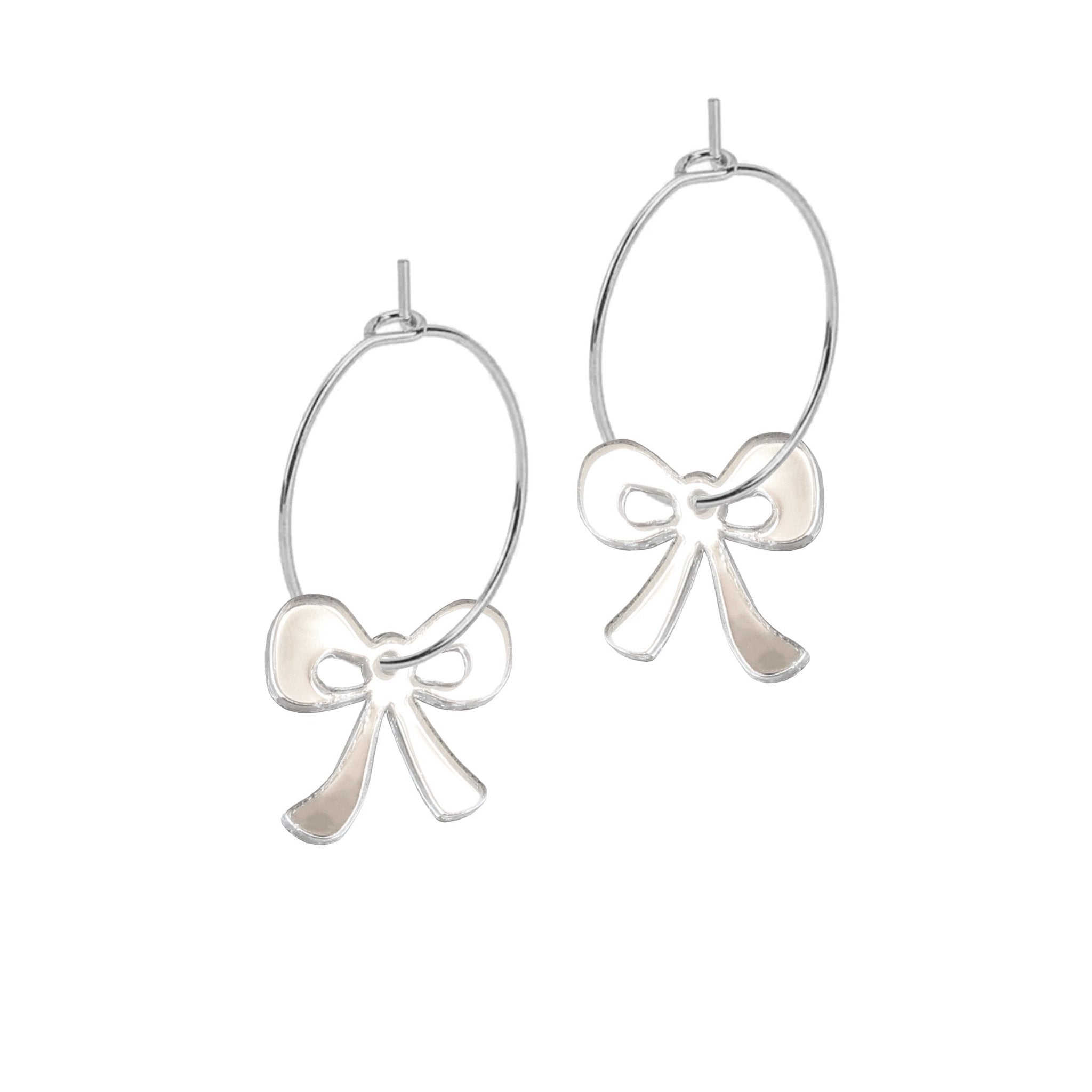 Mini Hoop Charms - Bow Silver - Kam Creates Modern Love Store Glasgow