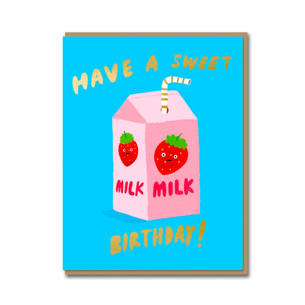 Strawberry Milk Birthday Card birthday - card 