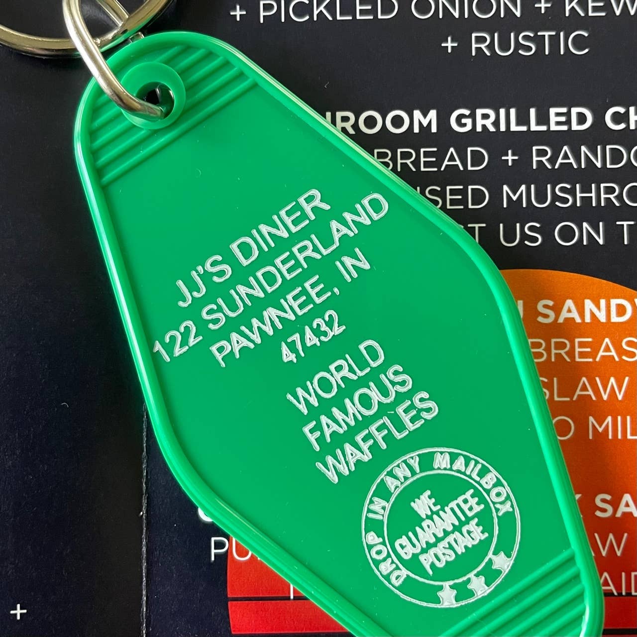 Motel Key Fob - JJ's Diner (Parks & Rec) - The 3 Sisters Design Co. Modern Love Store Glasgow